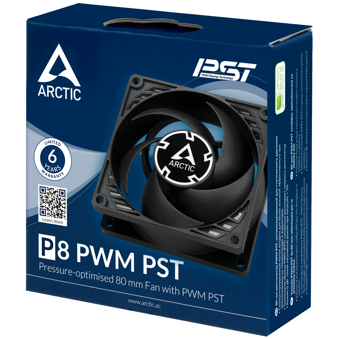 A large main feature product image of ARCTIC P8 PWM PST 80mm Fan (Black)
