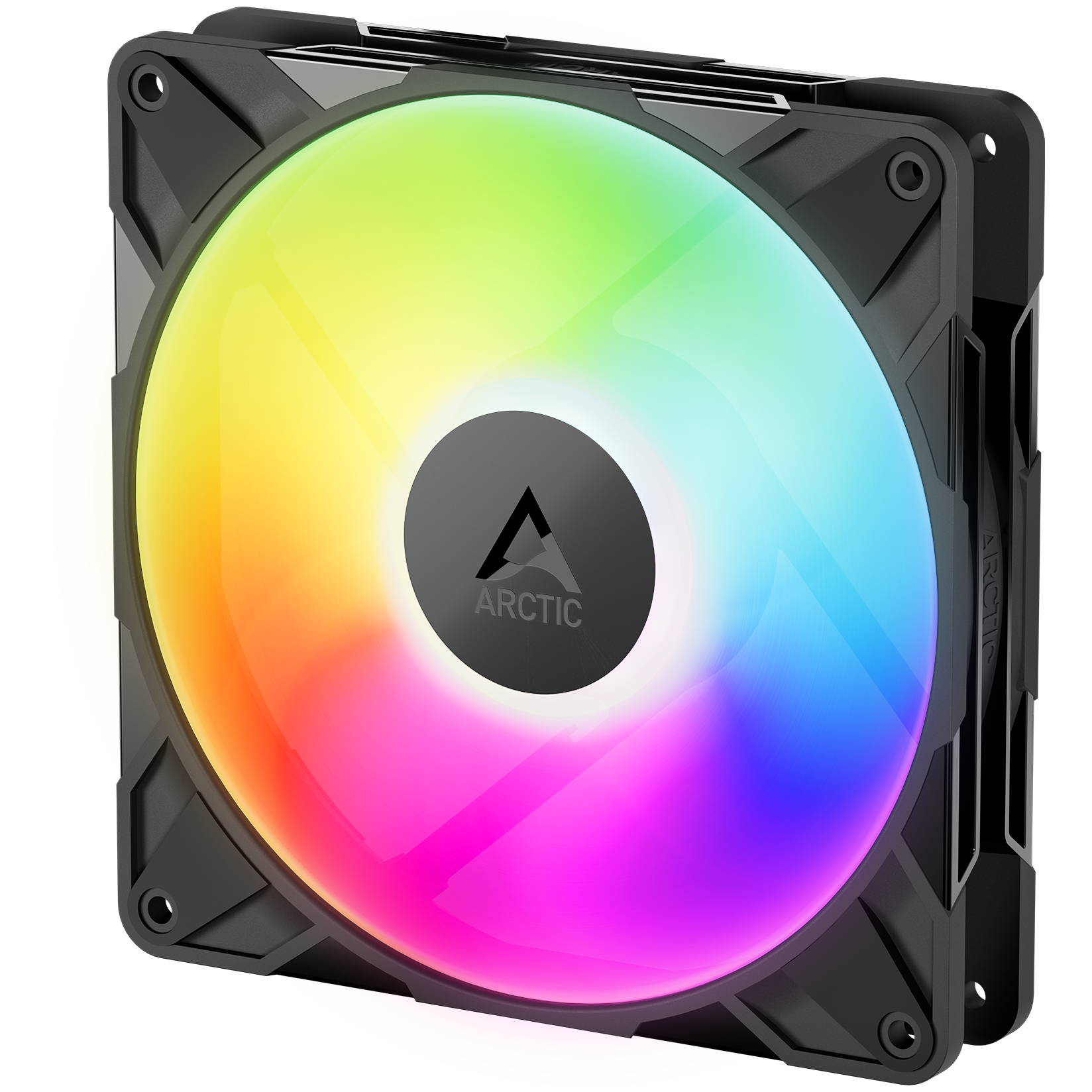 A large main feature product image of ARCTIC P14 Pro ARGB 140mm Performance PWM Fan 3-Pack (Black)