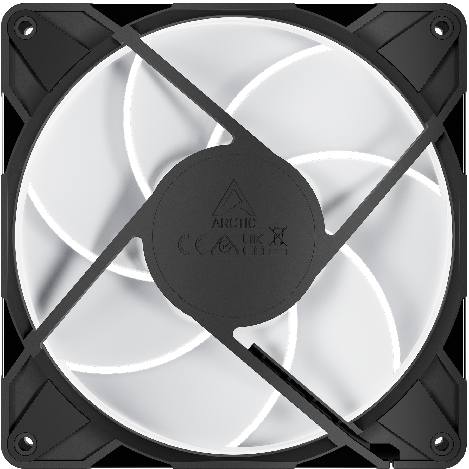A large main feature product image of ARCTIC P14 Pro ARGB 140mm Performance PWM Fan 3-Pack (Black)