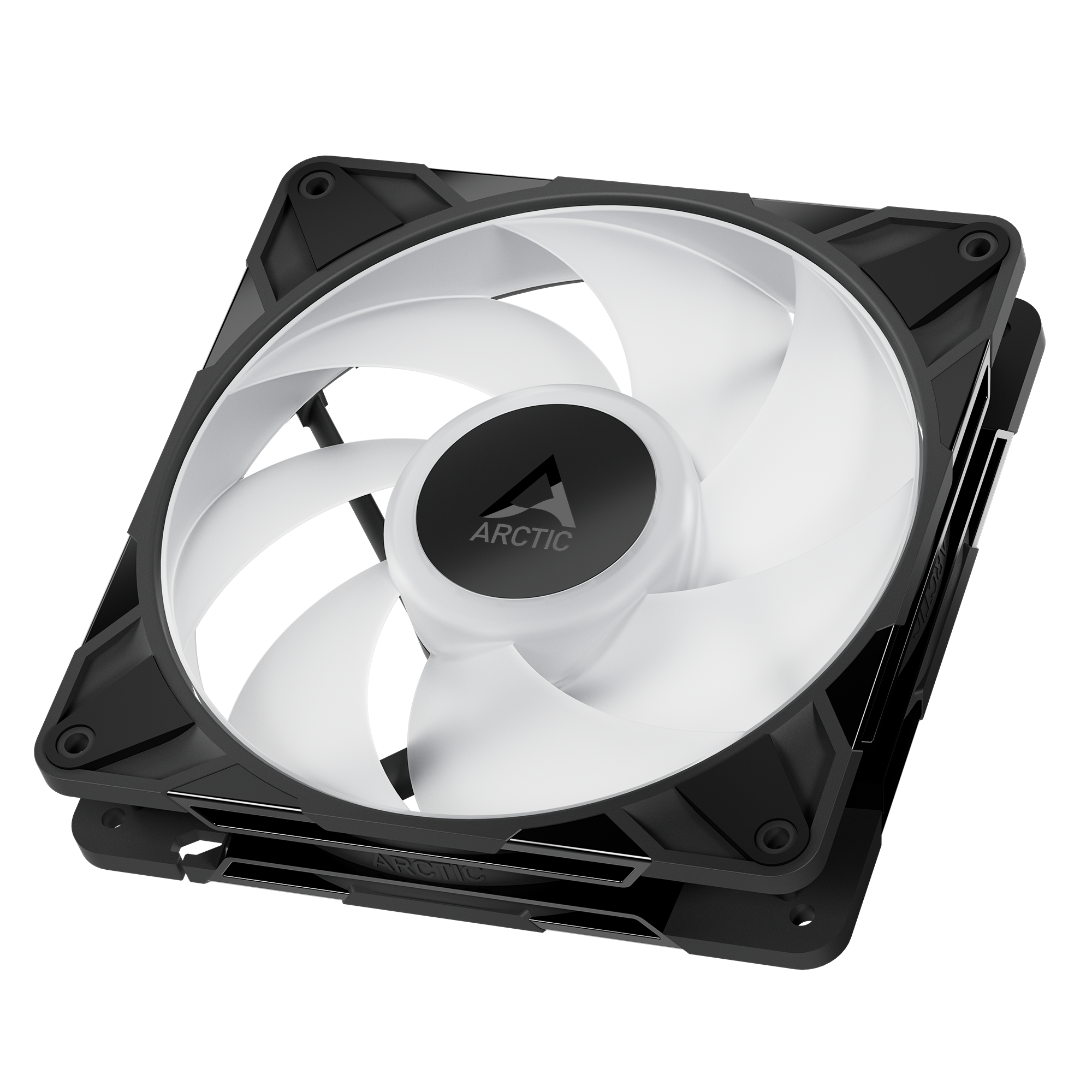 A large main feature product image of ARCTIC P14 Pro ARGB 140mm Performance PWM Fan 3-Pack (Black)