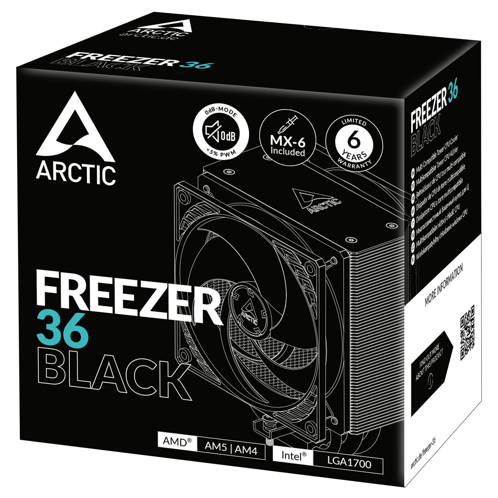 A large main feature product image of ARCTIC Freezer 36 Dual-Tower CPU Cooler (Black)