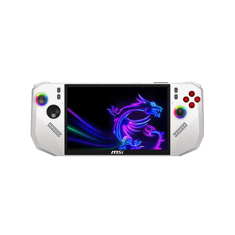 A large main feature product image of MSI Claw A8 (BZ2EM) - 8" 120Hz, Ryzen Z2 Extreme, 24GB/1TB - Win 11 Gaming Handheld (Polar Tempest)