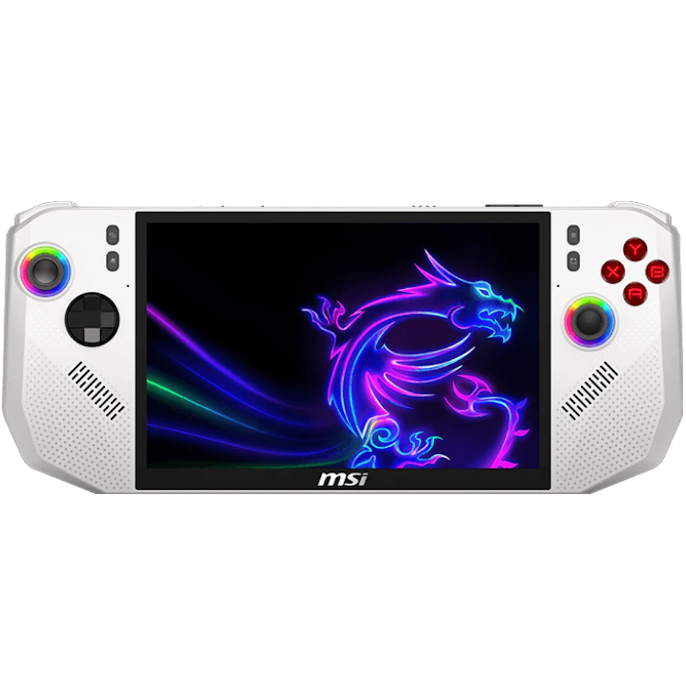 A large main feature product image of MSI Claw A8 (BZ2EM) - 8" 120Hz, Ryzen Z2 Extreme, 24GB/1TB - Win 11 Gaming Handheld (Polar Tempest)