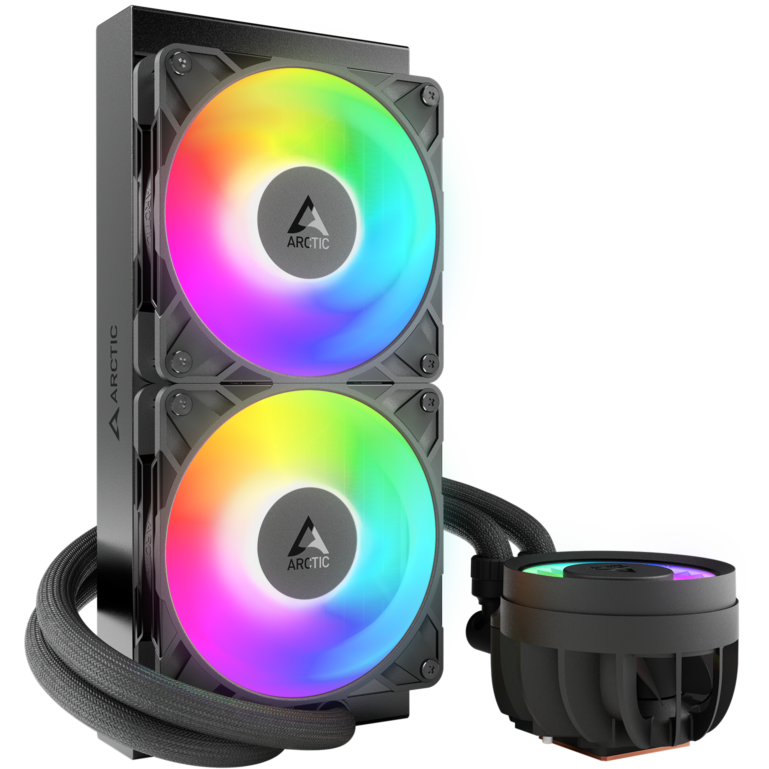 A large main feature product image of ARCTIC Liquid Freezer III Pro 240mm ARGB AIO Liquid CPU Cooler (Black)