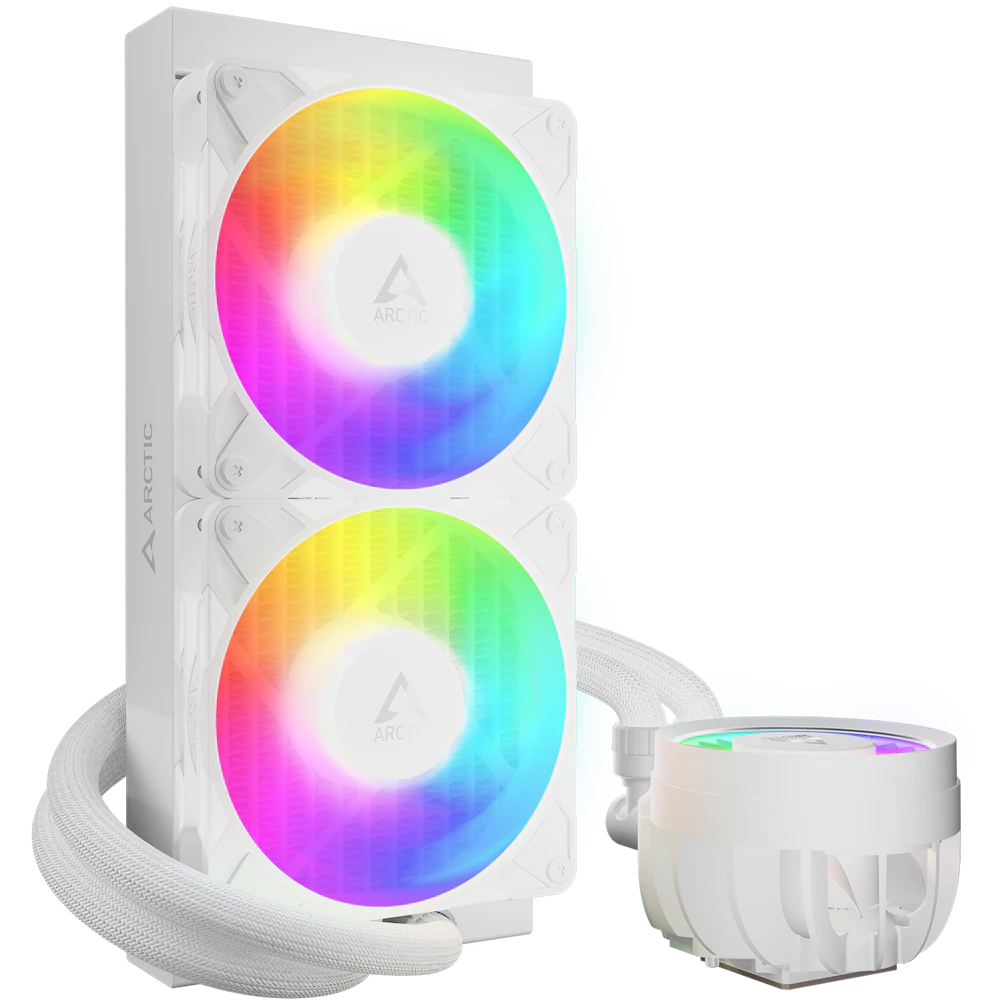 A large main feature product image of ARCTIC Liquid Freezer III Pro 240mm ARGB AIO Liquid CPU Cooler (White)