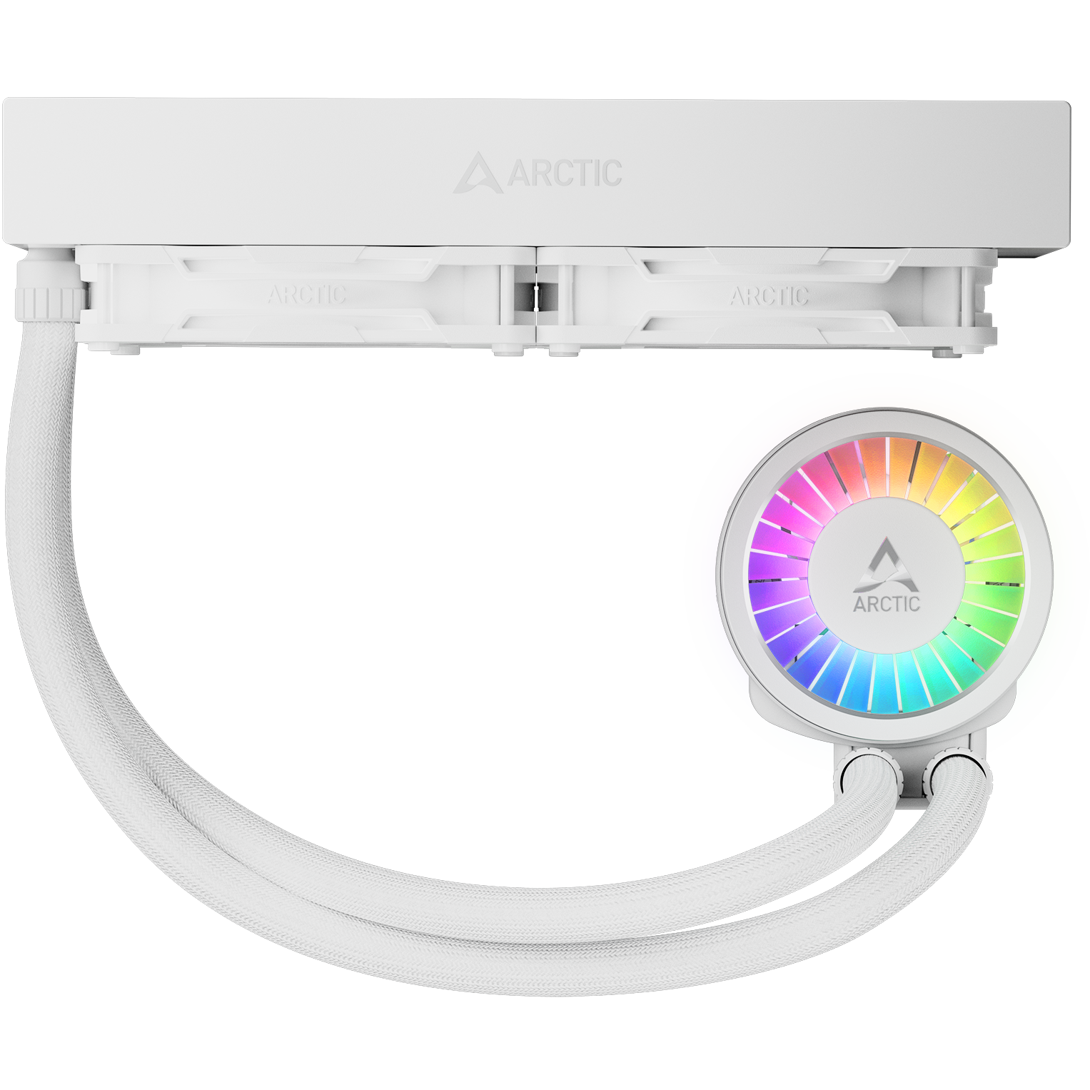 A large main feature product image of ARCTIC Liquid Freezer III Pro 240mm ARGB AIO Liquid CPU Cooler (White)