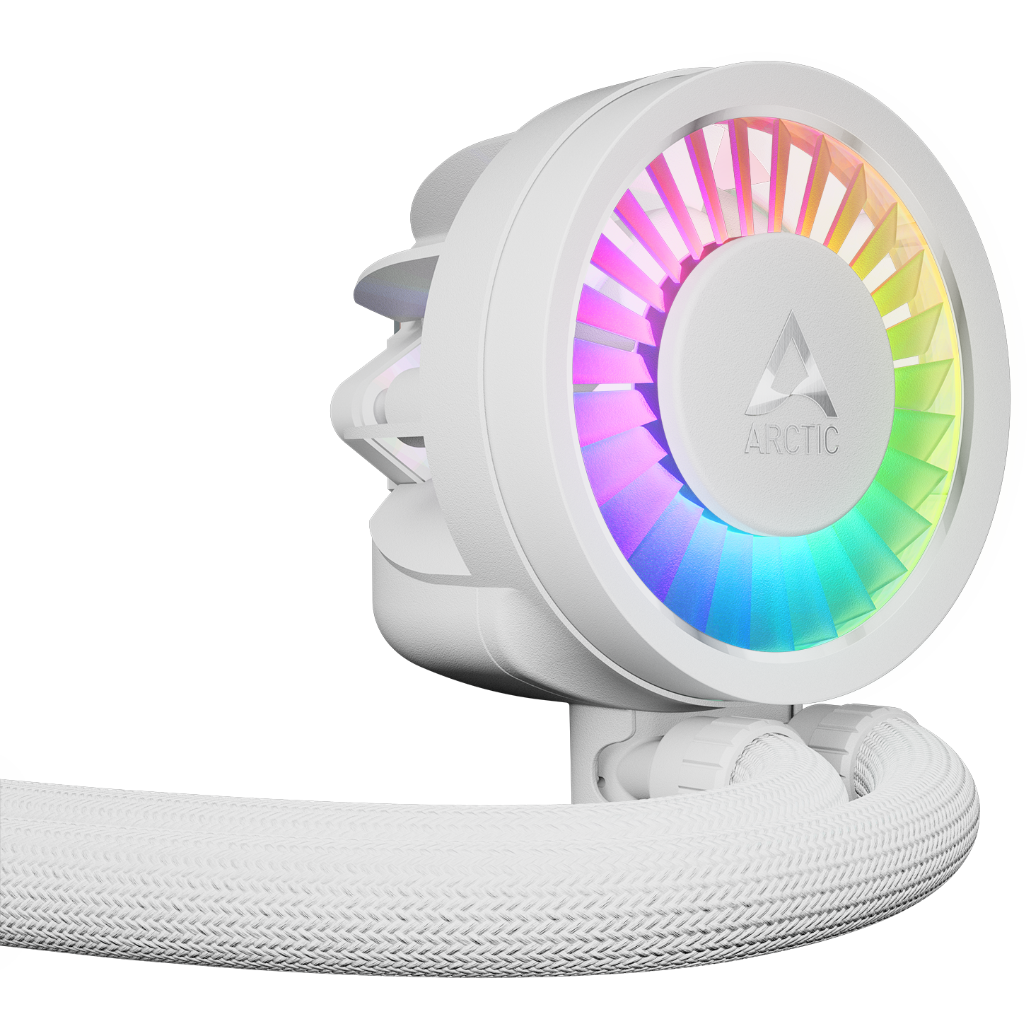 A large main feature product image of ARCTIC Liquid Freezer III Pro 240mm ARGB AIO Liquid CPU Cooler (White)