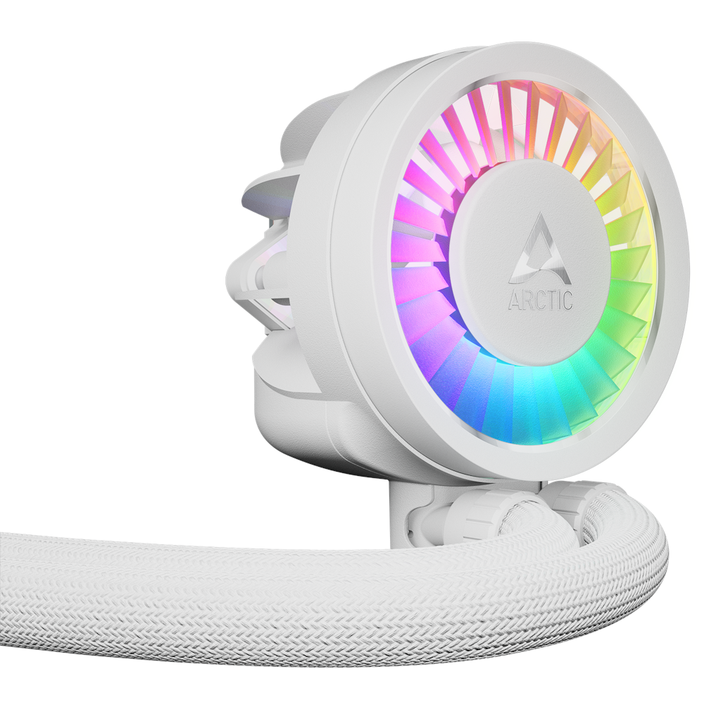 A large main feature product image of ARCTIC Liquid Freezer III Pro 240mm ARGB AIO Liquid CPU Cooler (White)