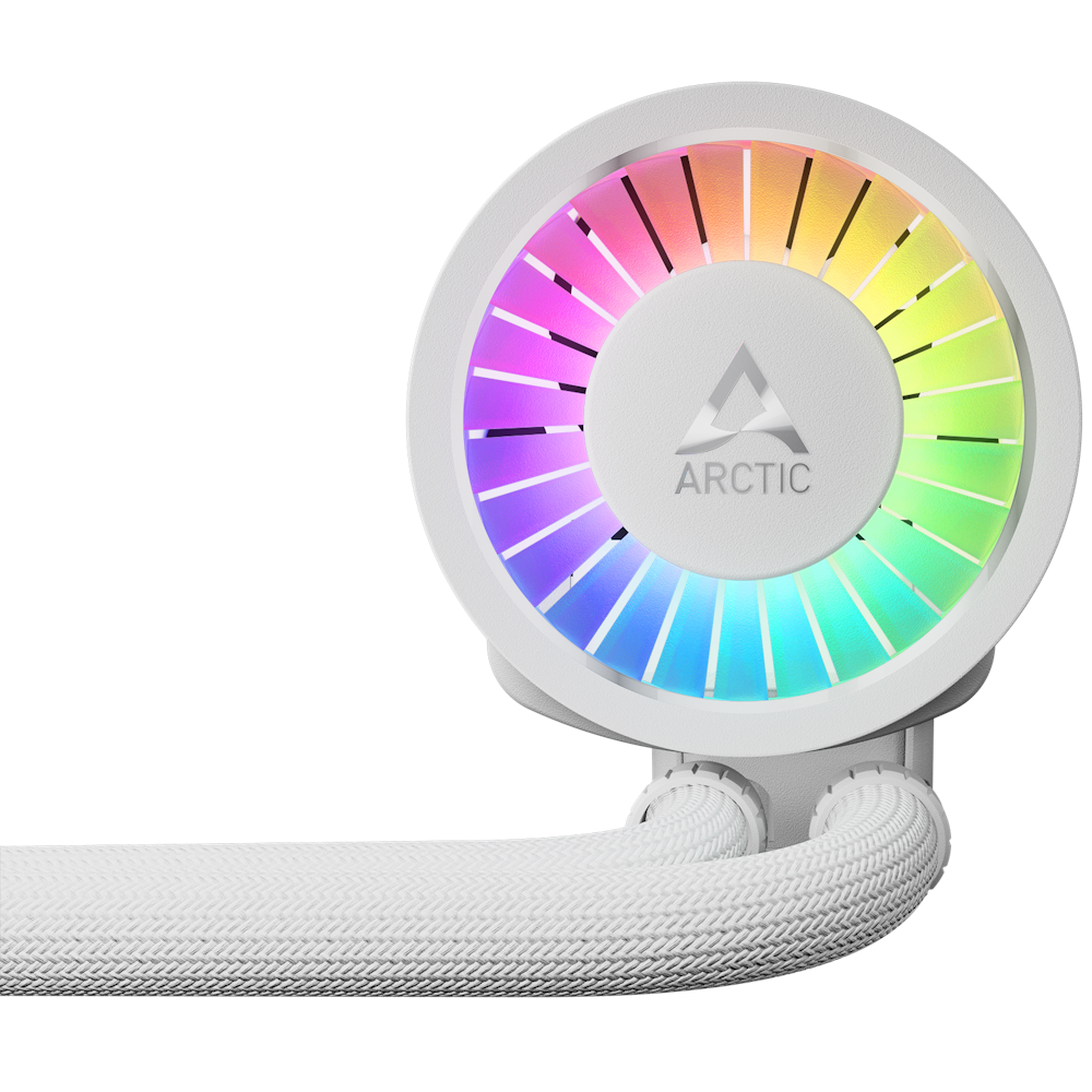 A large main feature product image of ARCTIC Liquid Freezer III Pro 240mm ARGB AIO Liquid CPU Cooler (White)