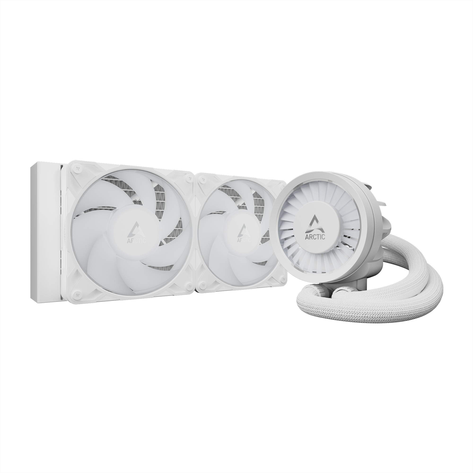 A large main feature product image of ARCTIC Liquid Freezer III Pro 240mm ARGB AIO Liquid CPU Cooler (White)