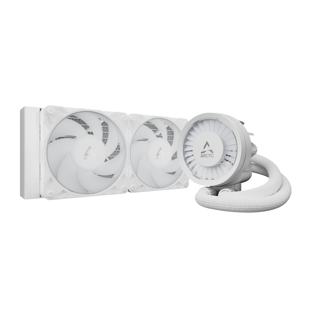 A large main feature product image of ARCTIC Liquid Freezer III Pro 240mm ARGB AIO Liquid CPU Cooler (White)