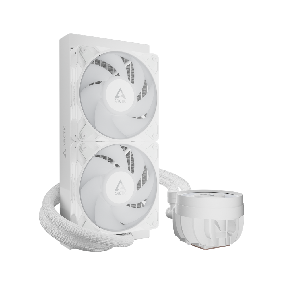 A large main feature product image of ARCTIC Liquid Freezer III Pro 240mm ARGB AIO Liquid CPU Cooler (White)