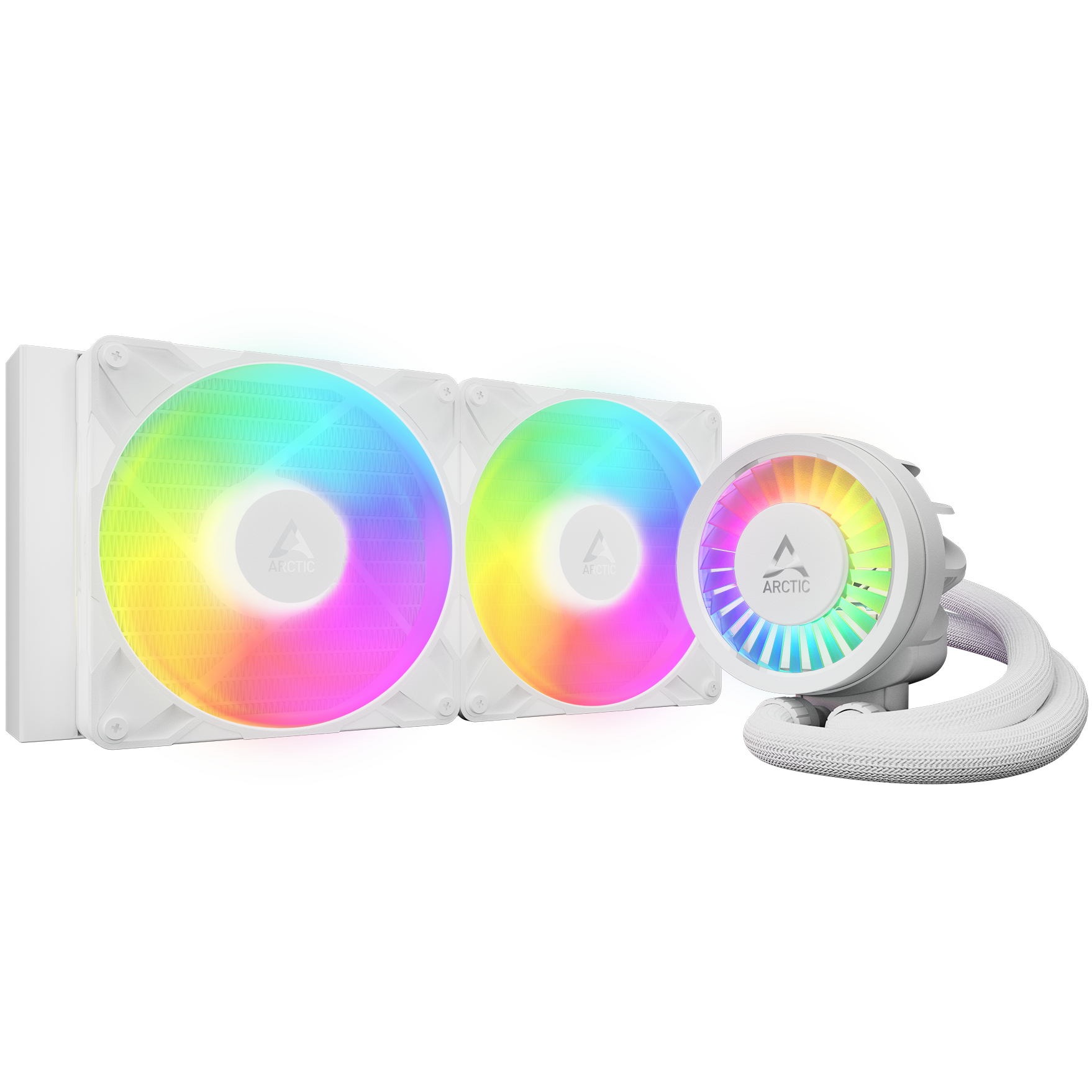 A large main feature product image of ARCTIC Liquid Freezer III Pro 280mm ARGB AIO Liquid CPU Cooler (White)