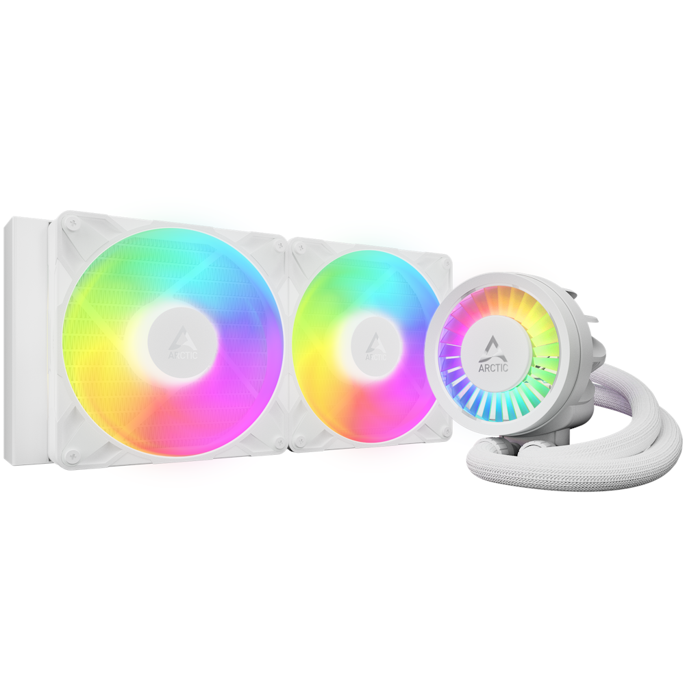 A large main feature product image of ARCTIC Liquid Freezer III Pro 280mm ARGB AIO Liquid CPU Cooler (White)