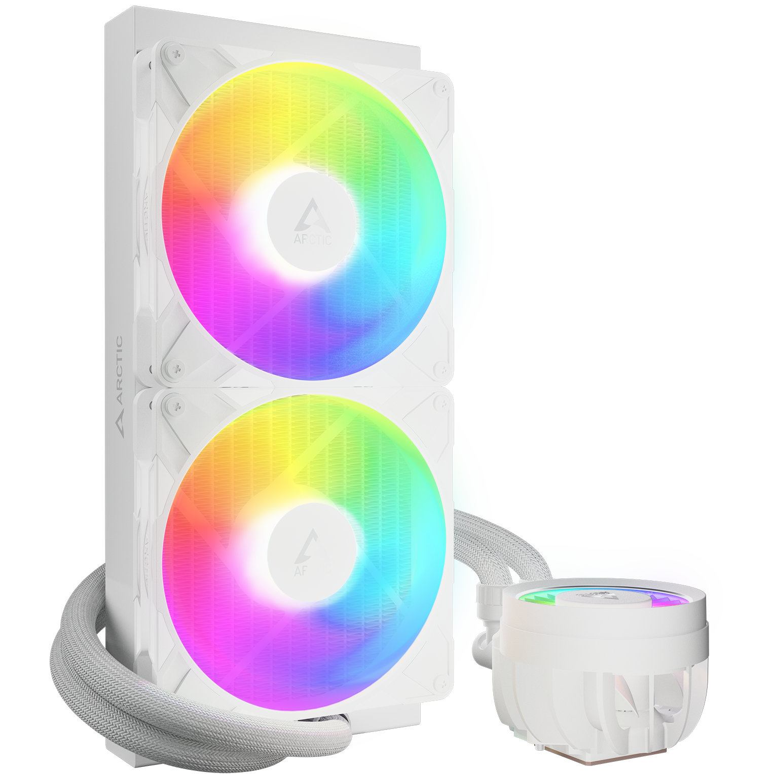 A large main feature product image of ARCTIC Liquid Freezer III Pro 280mm ARGB AIO Liquid CPU Cooler (White)