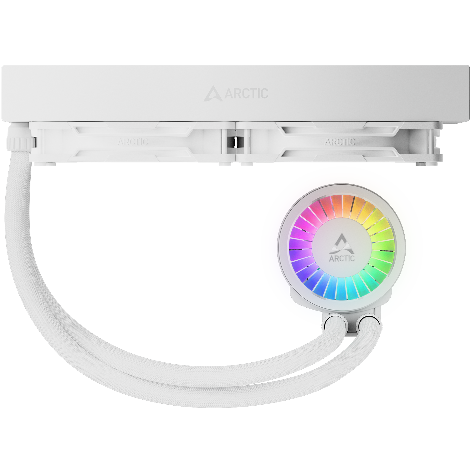 A large main feature product image of ARCTIC Liquid Freezer III Pro 280mm ARGB AIO Liquid CPU Cooler (White)