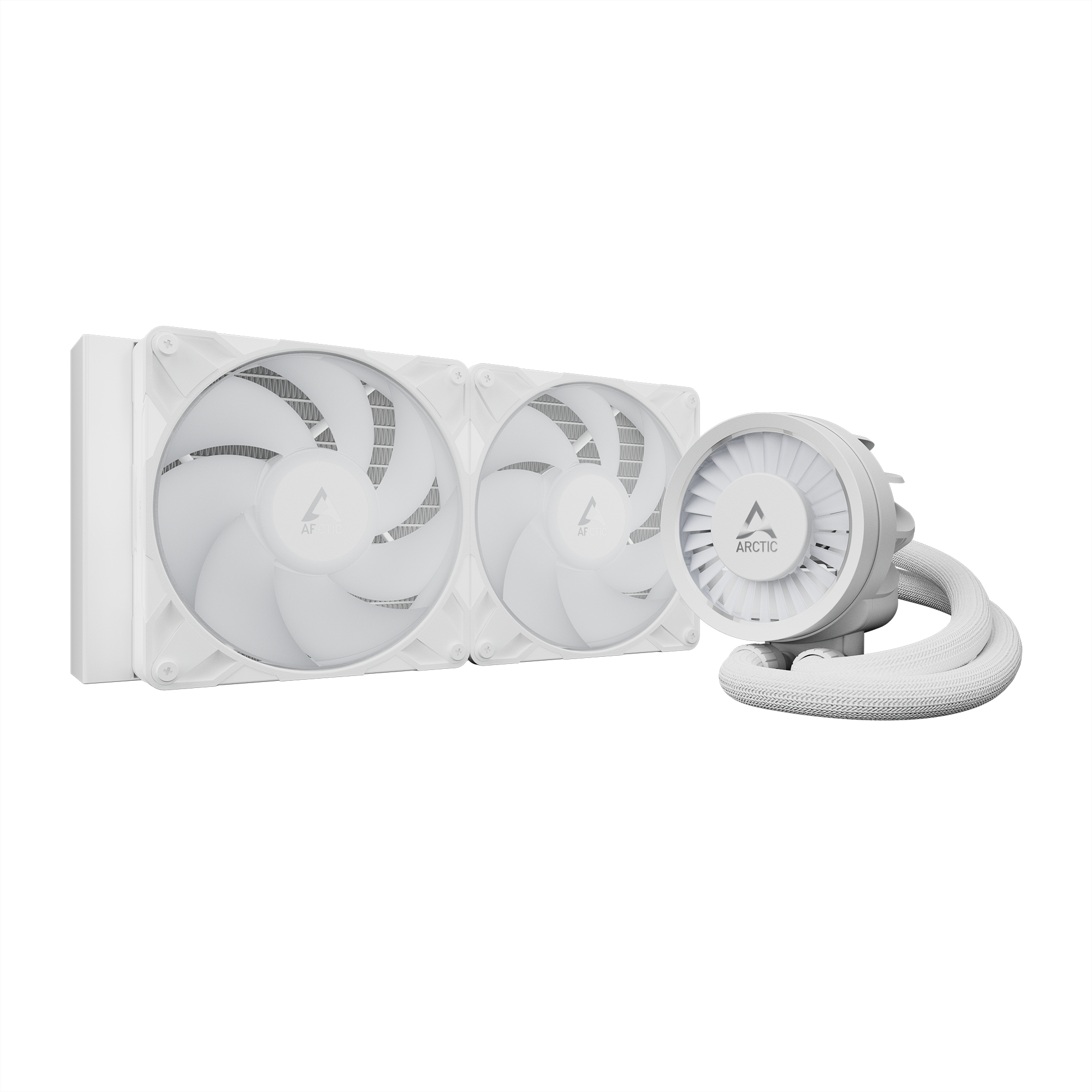 A large main feature product image of ARCTIC Liquid Freezer III Pro 280mm ARGB AIO Liquid CPU Cooler (White)