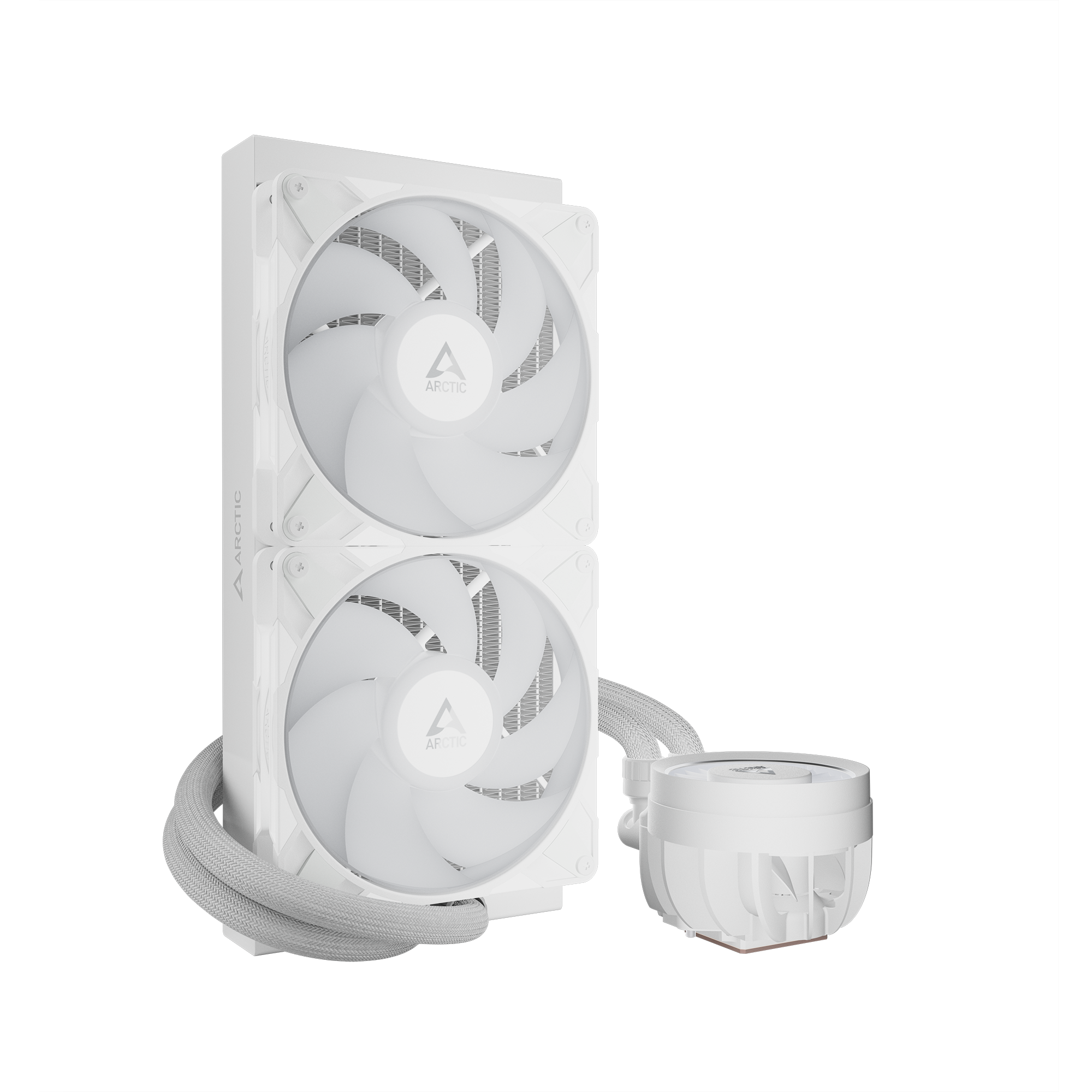 A large main feature product image of ARCTIC Liquid Freezer III Pro 280mm ARGB AIO Liquid CPU Cooler (White)