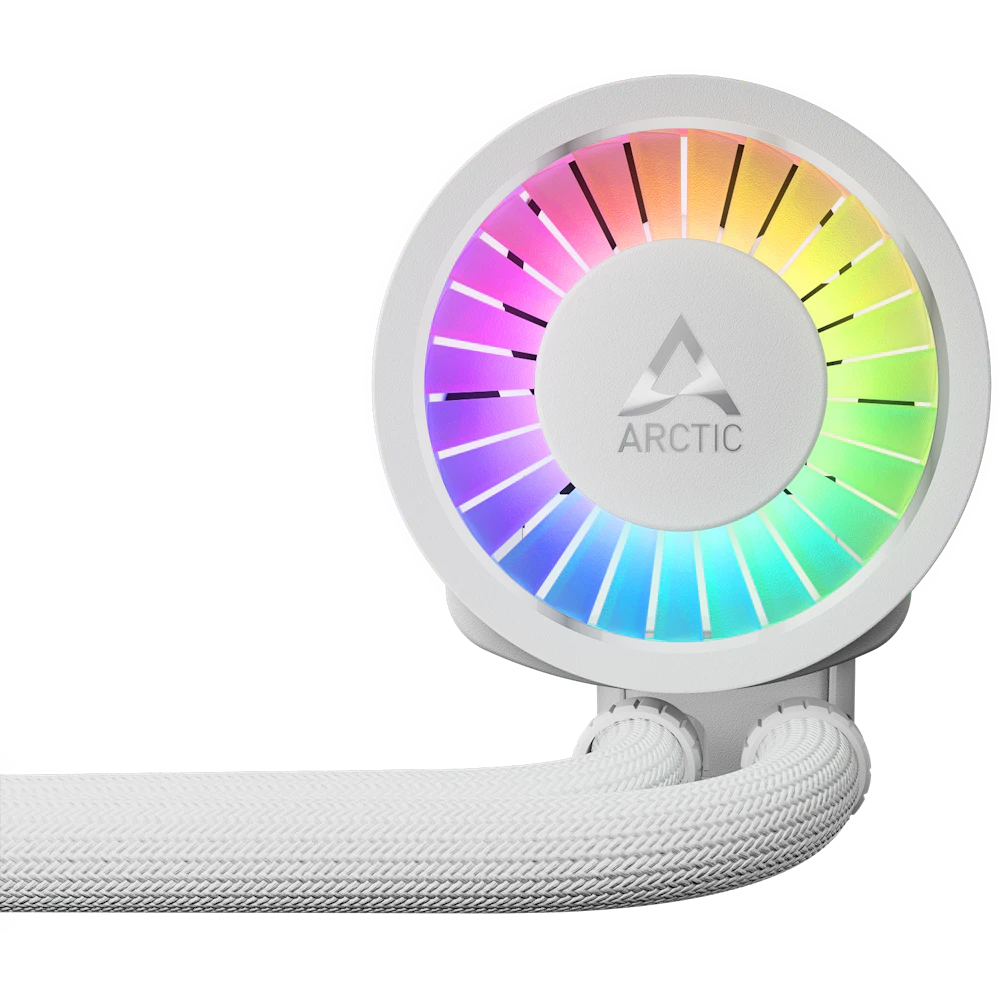 A large main feature product image of ARCTIC Liquid Freezer III Pro 420mm ARGB AIO Liquid CPU Cooler (White)