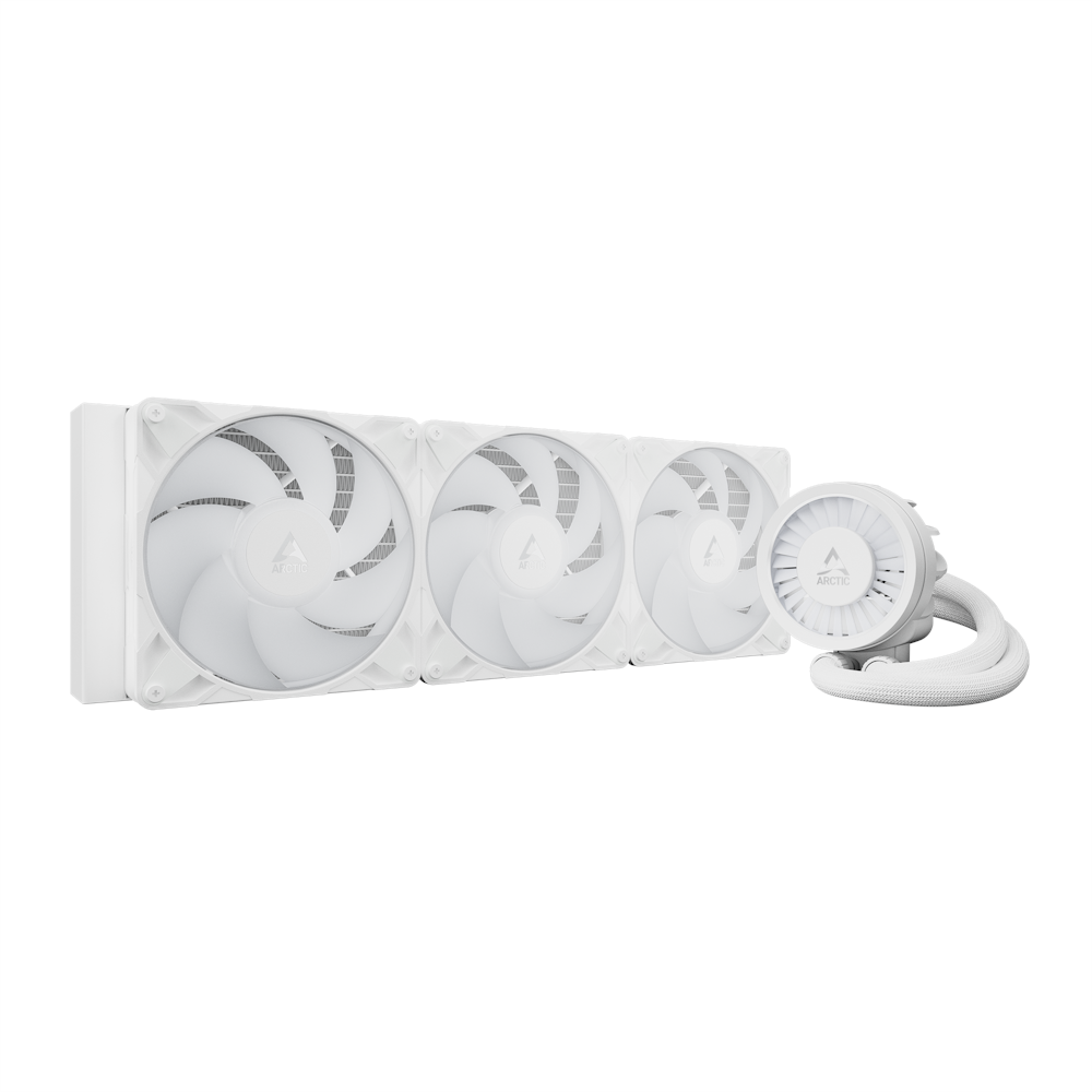 A large main feature product image of ARCTIC Liquid Freezer III Pro 420mm ARGB AIO Liquid CPU Cooler (White)