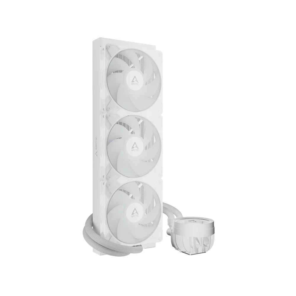 A large main feature product image of ARCTIC Liquid Freezer III Pro 420mm ARGB AIO Liquid CPU Cooler (White)