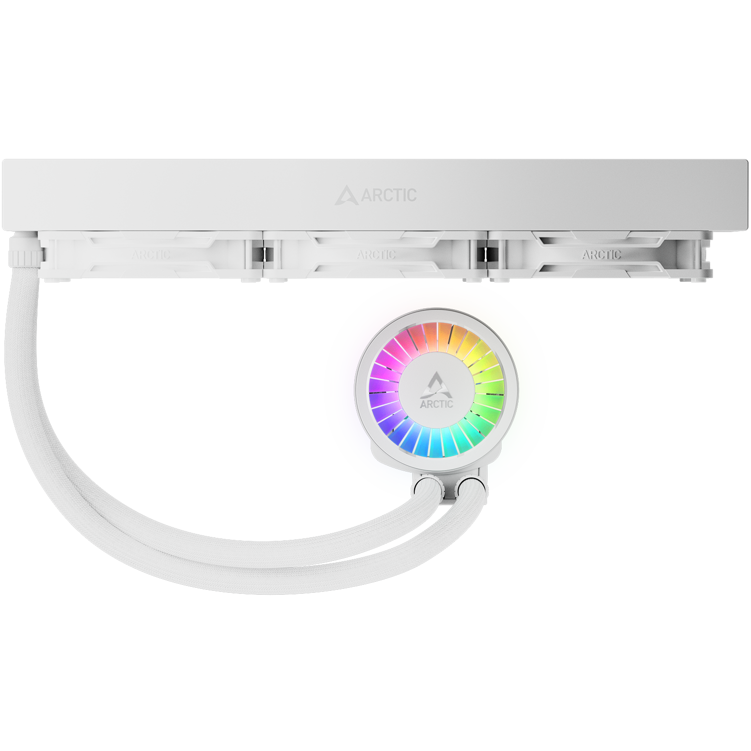 A large main feature product image of ARCTIC Liquid Freezer III Pro 360mm ARGB AIO Liquid CPU Cooler (White)