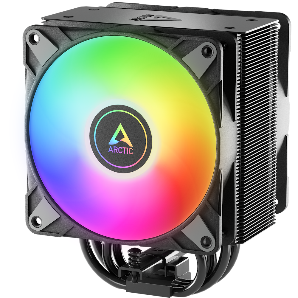 A large main feature product image of ARCTIC Freezer 36 ARGB Dual-Tower CPU Cooler (Black)