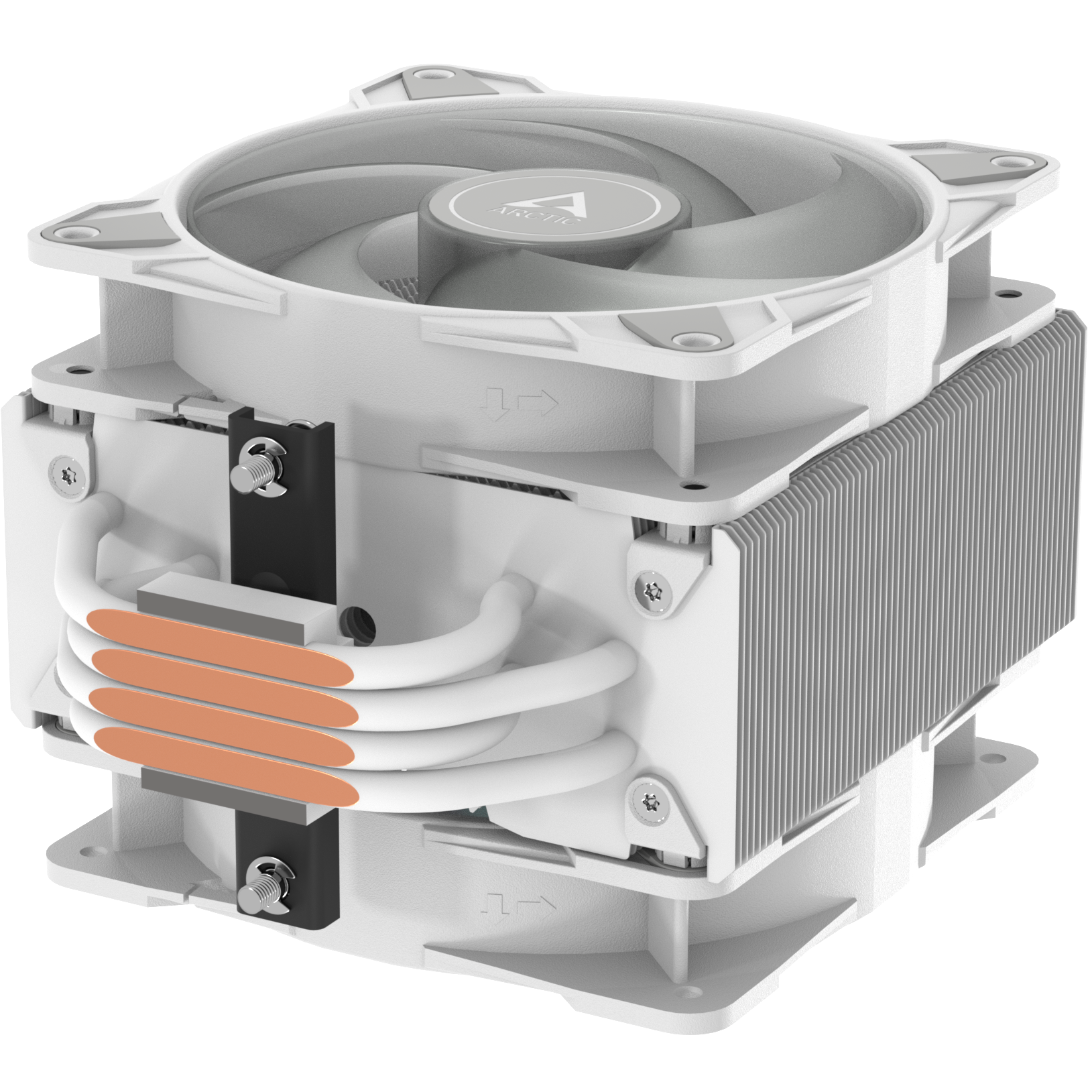 A large main feature product image of ARCTIC Freezer 36 ARGB Dual-Tower CPU Cooler (White)