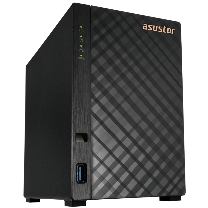 A large main feature product image of Asustor Drivestor 2 Lite 2-Bay NAS - 1.7GHz Quad-Core, 1GB RAM, 1GbE