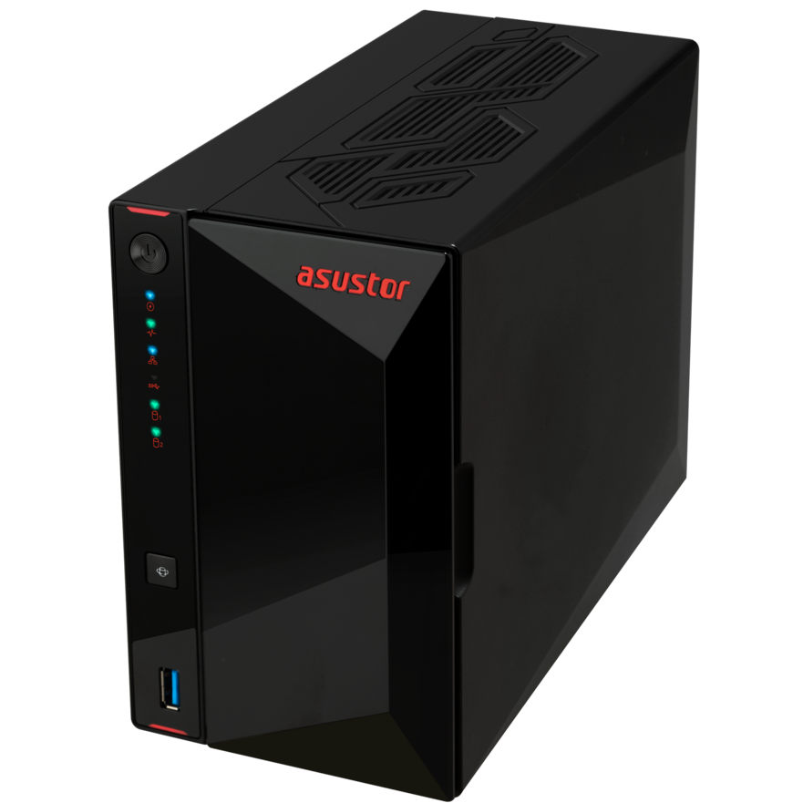 A large main feature product image of Asustor Nimbustor 2 Gen2 Tower 2-Bay NAS - 2.0GHz Quad-Core, 4GB RAM, Dual 2.5GbE