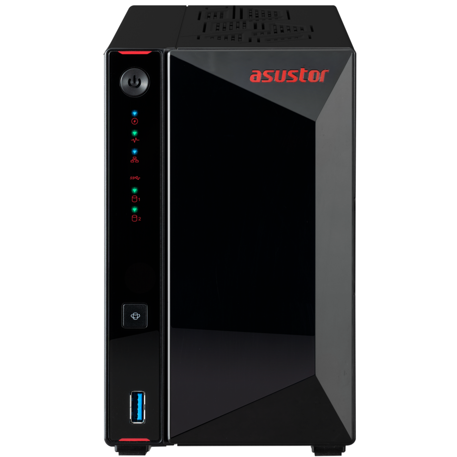 A large main feature product image of Asustor Nimbustor 2 Gen2 Tower 2-Bay NAS - 2.0GHz Quad-Core, 4GB RAM, Dual 2.5GbE
