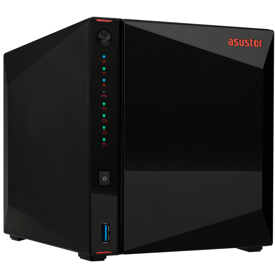 A large main feature product image of Asustor Nimbustor 4 Gen2 Tower 4-Bay NAS - (2.0GHz Quad-Core, 4GB RAM, Dual 2.5GbE