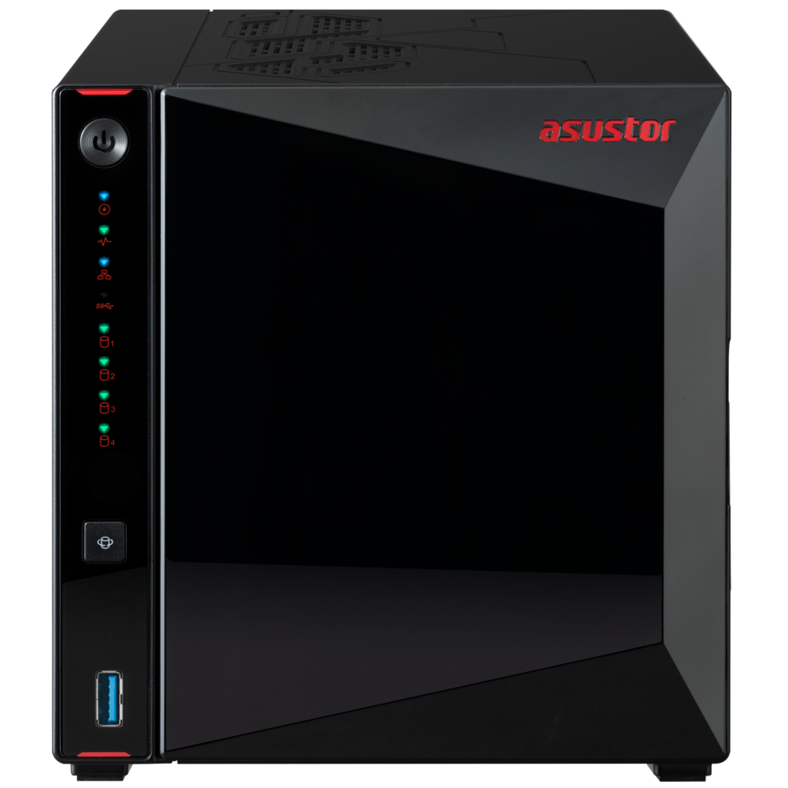 A large main feature product image of Asustor Nimbustor 4 Gen2 Tower 4-Bay NAS - (2.0GHz Quad-Core, 4GB RAM, Dual 2.5GbE