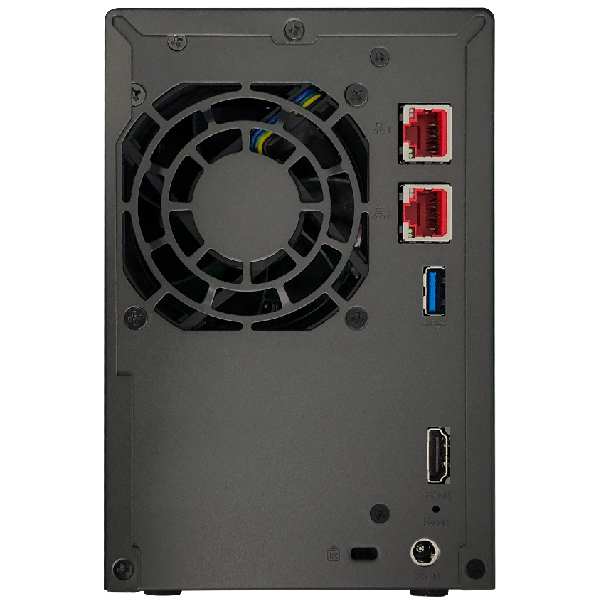 A large main feature product image of Asustor Lockerstor Gen2 Tower 2-Bay NAS - 2.0GHz Quad-Core, 4GB RAM, Dual 2.5GbE