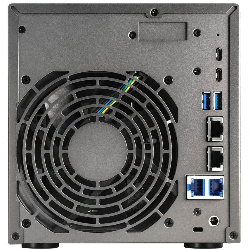 A large main feature product image of Asustor Lockerstor 4 Gen3 4-Bay NAS - 2.3GHz Quad-Core, 16GB RAM, Dual 5GbE