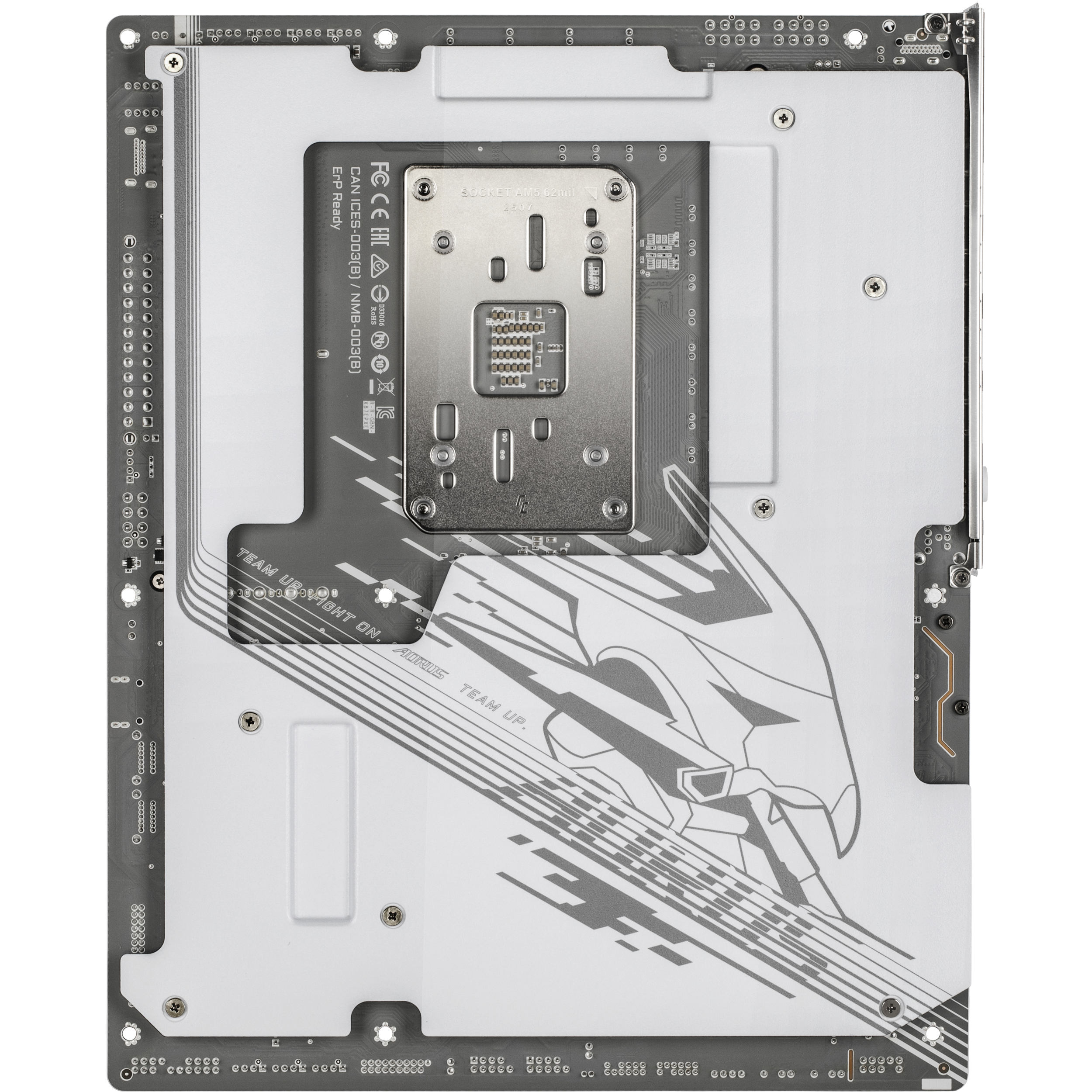 A large main feature product image of Gigabyte X870E AORUS Pro X3D ICE AM5 ATX Desktop Motherboard