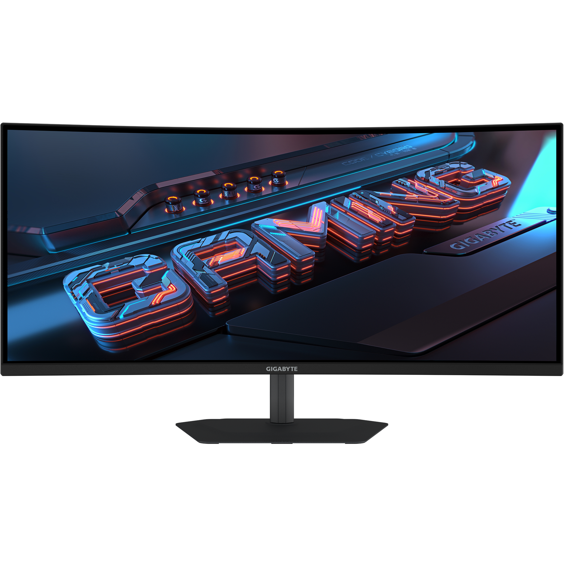 A large main feature product image of Gigabyte G34WQC2 - 34" Curved 1440p Ultrawide 200Hz VA Gaming Monitor