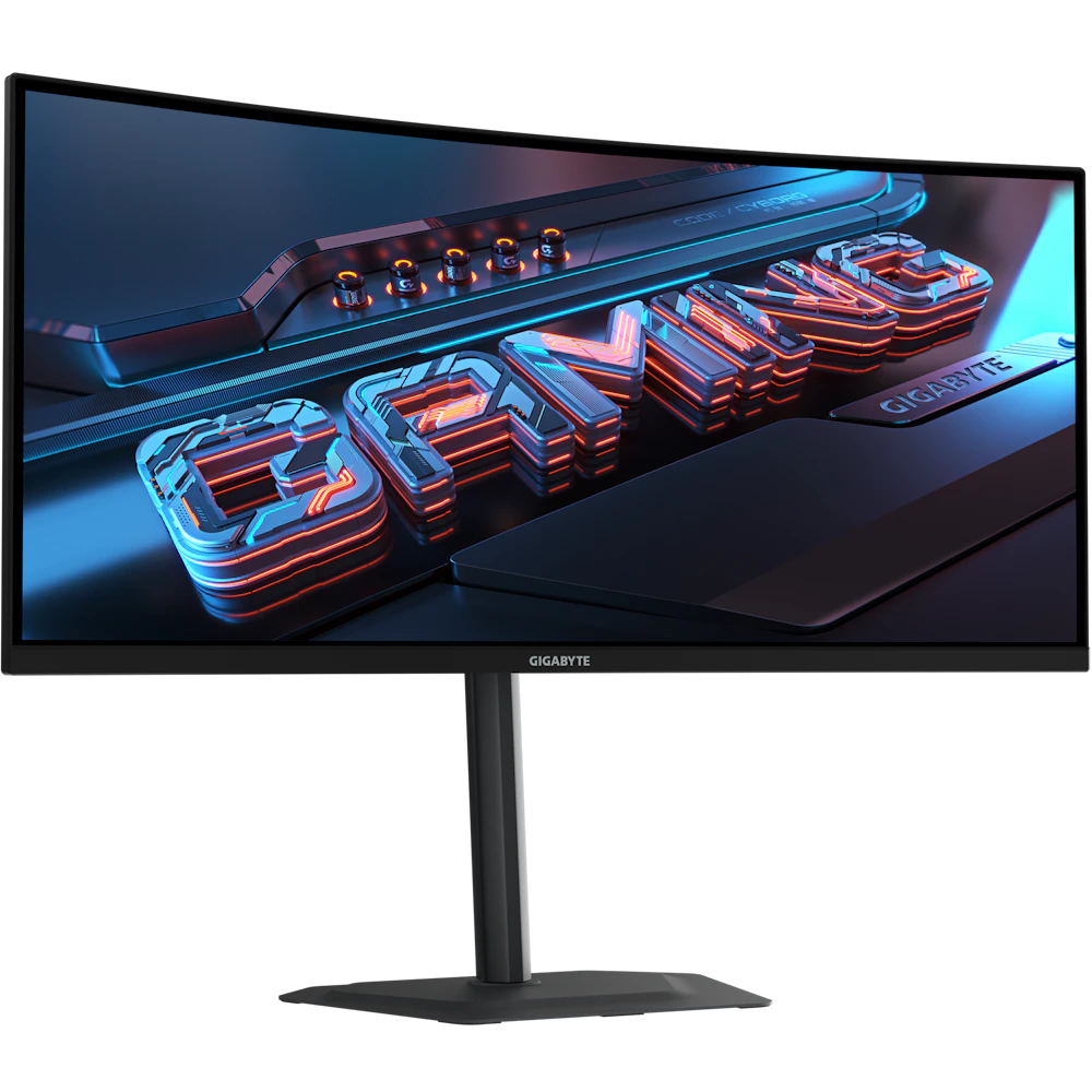 A large main feature product image of Gigabyte G34WQC2 - 34" Curved 1440p Ultrawide 200Hz VA Gaming Monitor