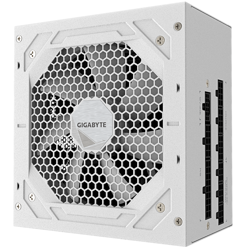 A large main feature product image of Gigabyte UD GP-UD850GM PG5 V2 850W Gold PCIe 5.1 ATX Modular PSU - White