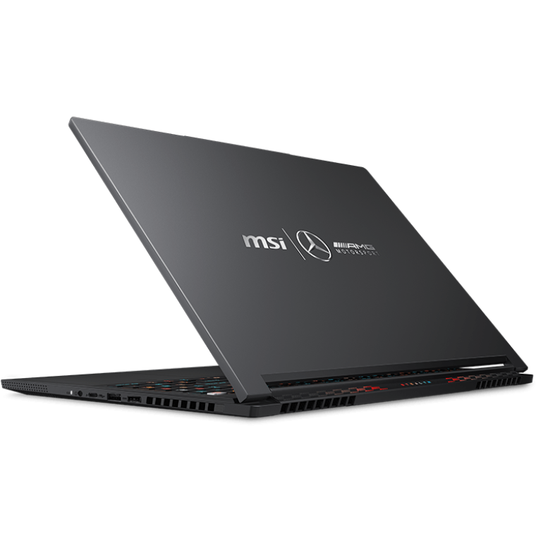 A large main feature product image of MSI Stealth A16 MercedesAMG AI+ (A3XW) - 16" 240Hz OLED, Ryzen AI 9 HX 370, RTX 5070, 32GB/2TB - Win 11 Pro Gaming Notebook