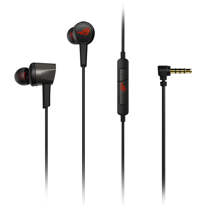 A large main feature product image of ASUS ROG Cetra II Core In-Ear Gaming Headphones