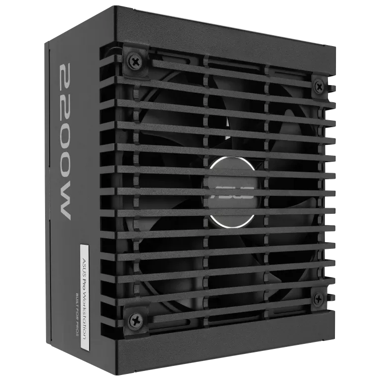 A large main feature product image of ASUS Pro WS 2200W Platinum PCIe 5.0 ATX Modular PSU