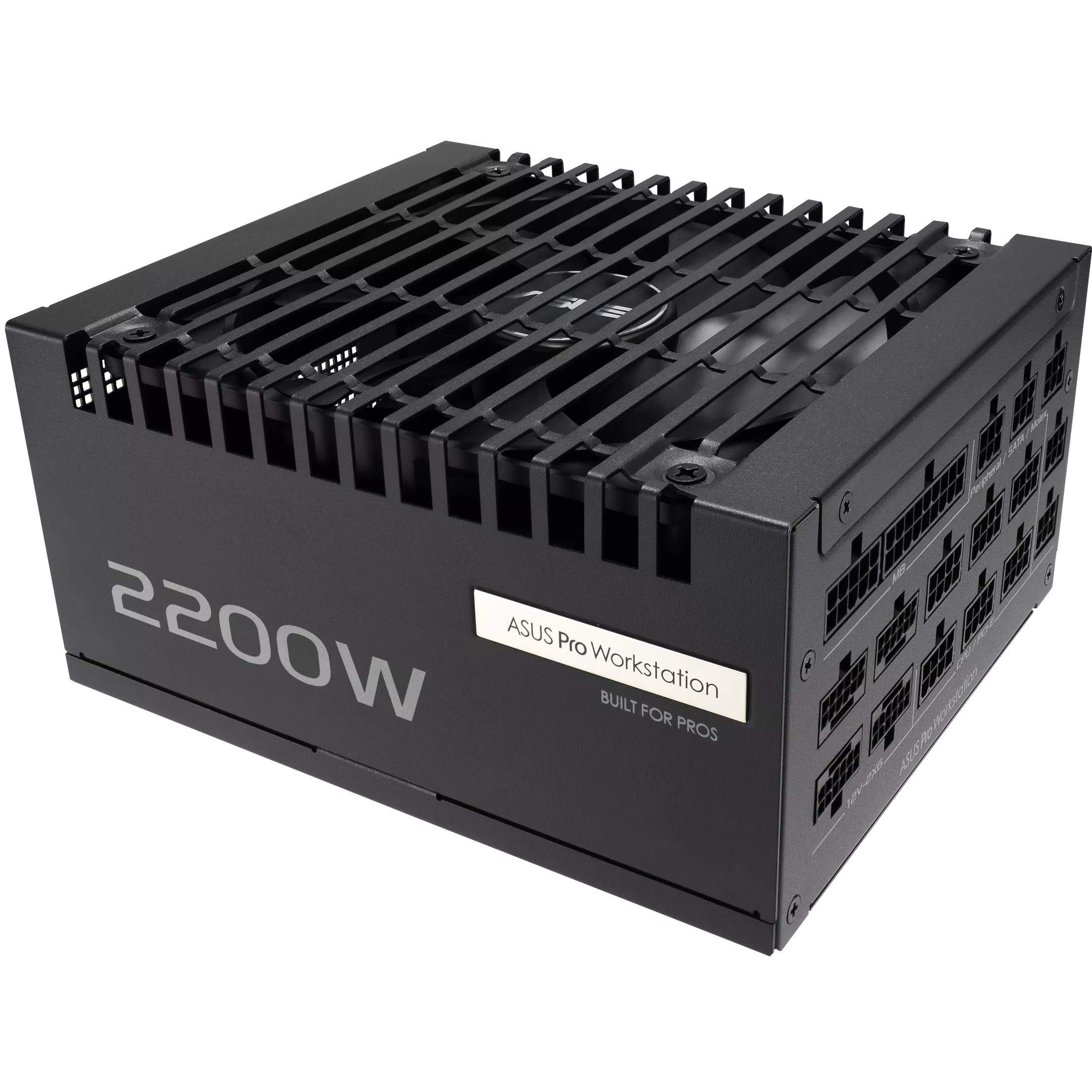 A large main feature product image of ASUS Pro WS 2200W Platinum PCIe 5.0 ATX Modular PSU