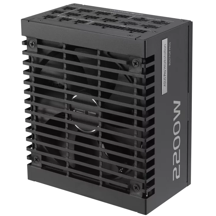 A large main feature product image of ASUS Pro WS 2200W Platinum PCIe 5.0 ATX Modular PSU