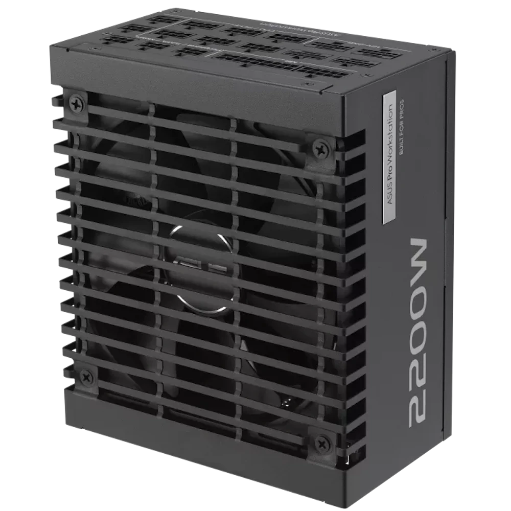 A large main feature product image of ASUS Pro WS 2200W Platinum PCIe 5.0 ATX Modular 15A PSU