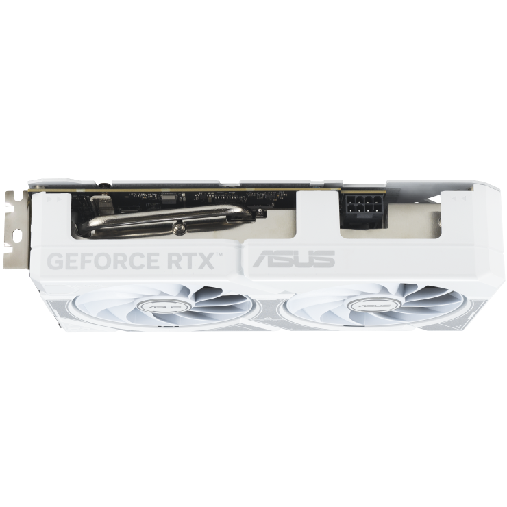 A large main feature product image of ASUS GeForce RTX 5060 Ti Dual OC 16GB GDDR7 - White