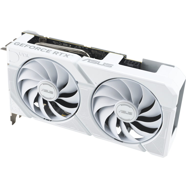 A large main feature product image of ASUS GeForce RTX 5060 Ti Dual OC 16GB GDDR7 - White