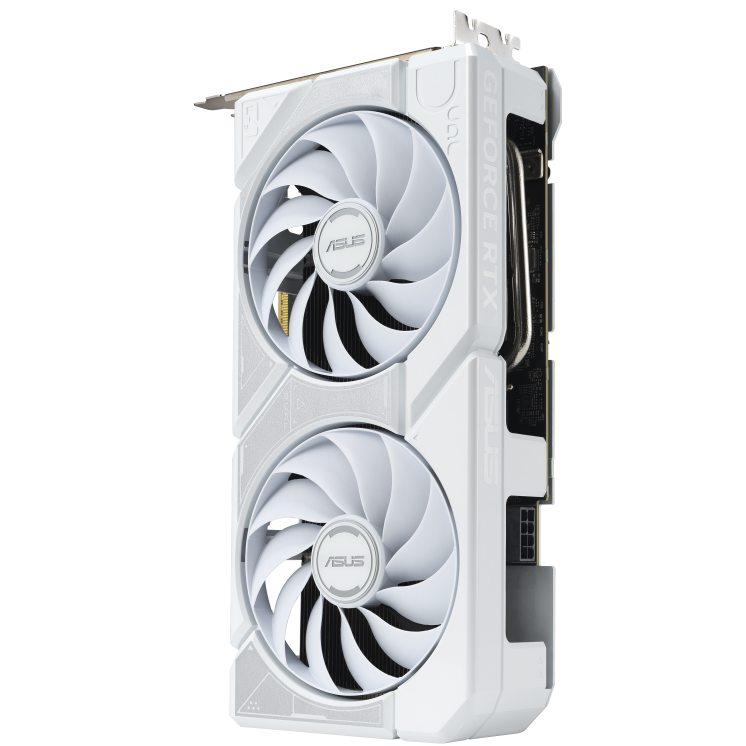 A large main feature product image of ASUS GeForce RTX 5060 Ti Dual OC 16GB GDDR7 - White