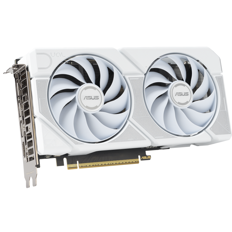 A large main feature product image of ASUS GeForce RTX 5060 Ti Dual OC 16GB GDDR7 - White