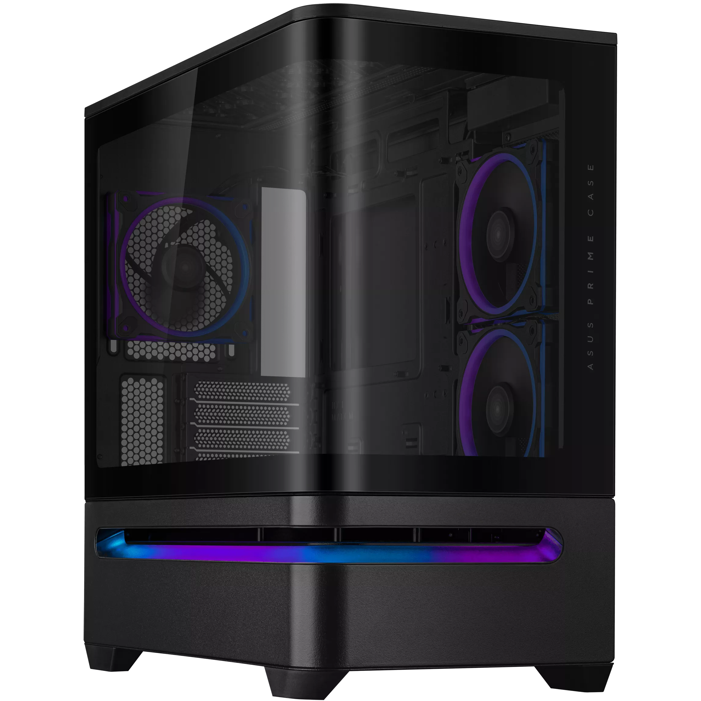 A large main feature product image of ASUS PRIME AP202 ARGB mATX Case - Black
